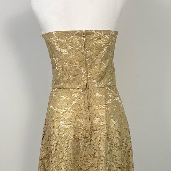 Lilly Pulitzer Aubrianna Strapless Gold Lace Midi Dress Size 8 NEW Event Wedding - Picture 8 of 11